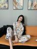 Pajamas Women's New Spring and Summer Cute Cat Ice Silk Long-sleeved Suit Silk Loungewear Suit