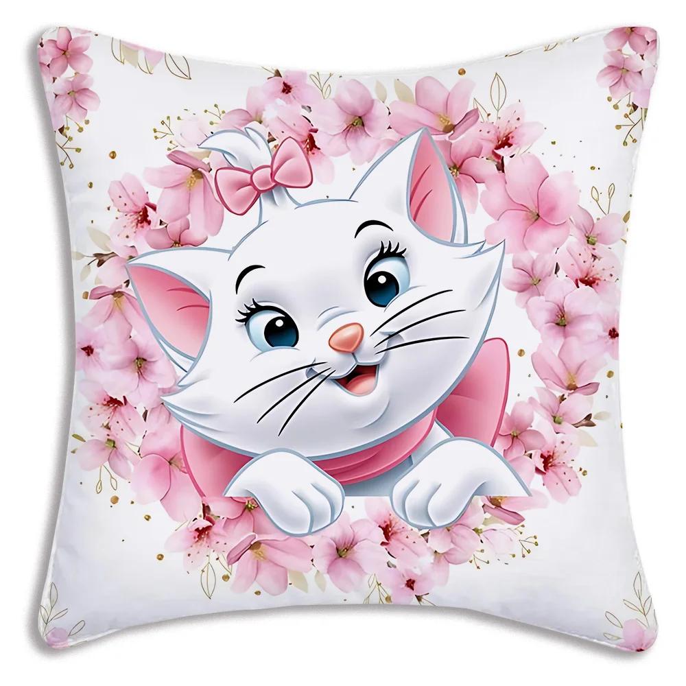 Cute Mary Cat Disneys Pillow Covers Cartoon Sofa Decorative Home Double-sided Printing Short Plush Cute Cushion Cover