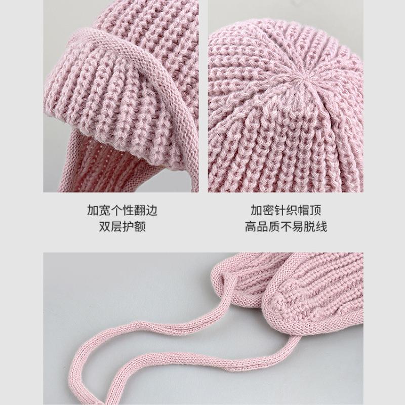 Women S Warm Knit Earflap Hat For Autumn Winter Big Head Circumference Slim Fit