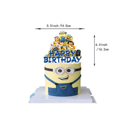 30pcs Banner Cake Toppers & Balloons Supplies For Kids Minion Themed Party Decor