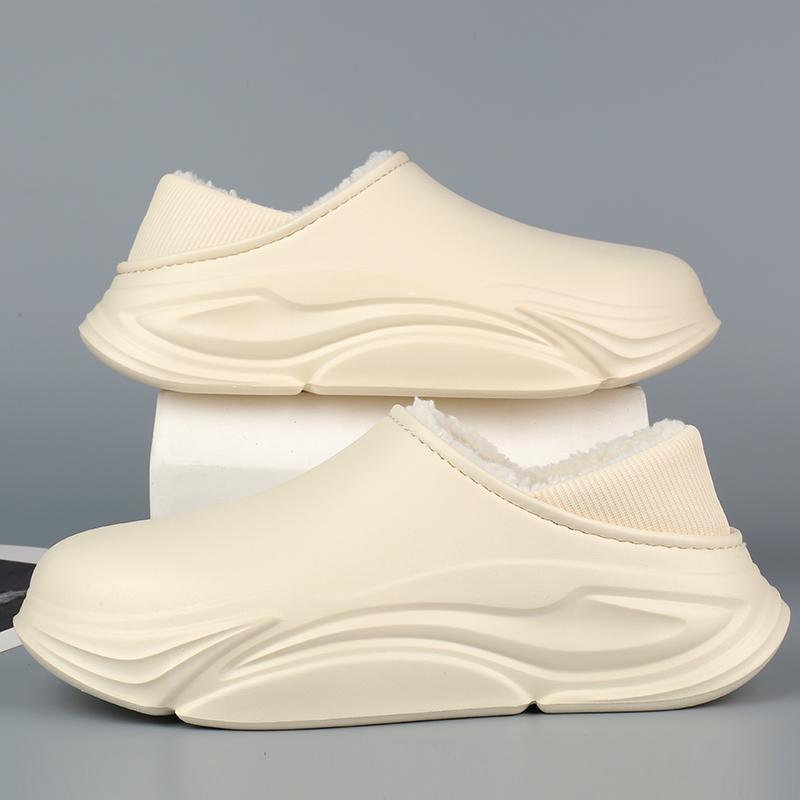 

Зимние мужские теплые тапочки хлопковые тапочки с запахом на каблуках теплая обувь для улицы и дома новые мужские и женские домашние плюшевые теплые тапочки для спальни 36-37 бежевый