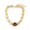 Accessories, retro exaggerated acrylic pig nose buckle necklace women, personalized retro texture single-layer necklace jewelry