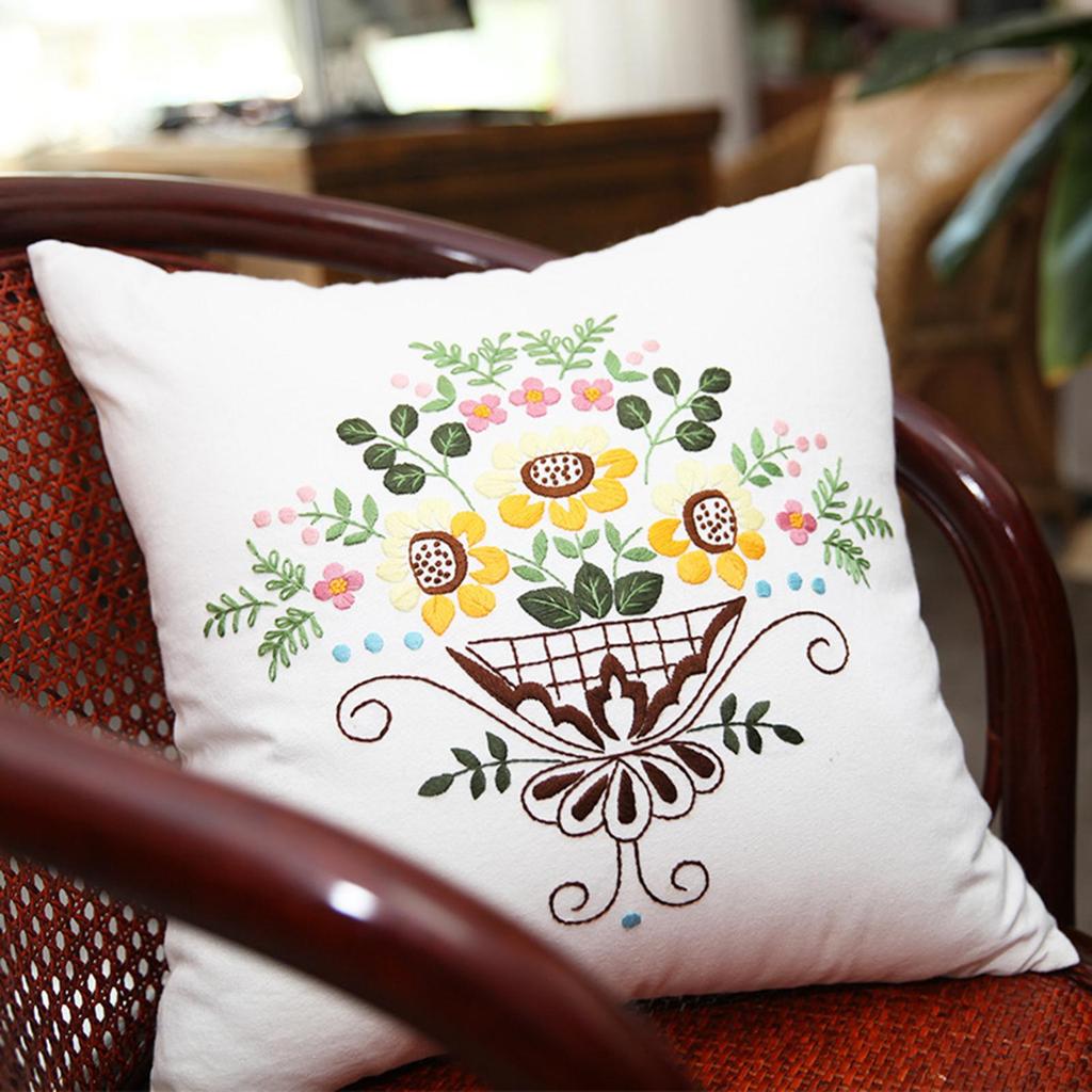 DIY Embroidery Pillow Covers Kit Home Decor Pillow Case Kit Cross Stitch Kits for Sewing Supplies Wedding Sofa Kids Decorative