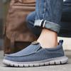 Men Outdoor Canvas Shoes Blue Slip on Sneakers Driving Shoes Casual Khaki Wide Head Shoes for Farther Plus Size Lightweight