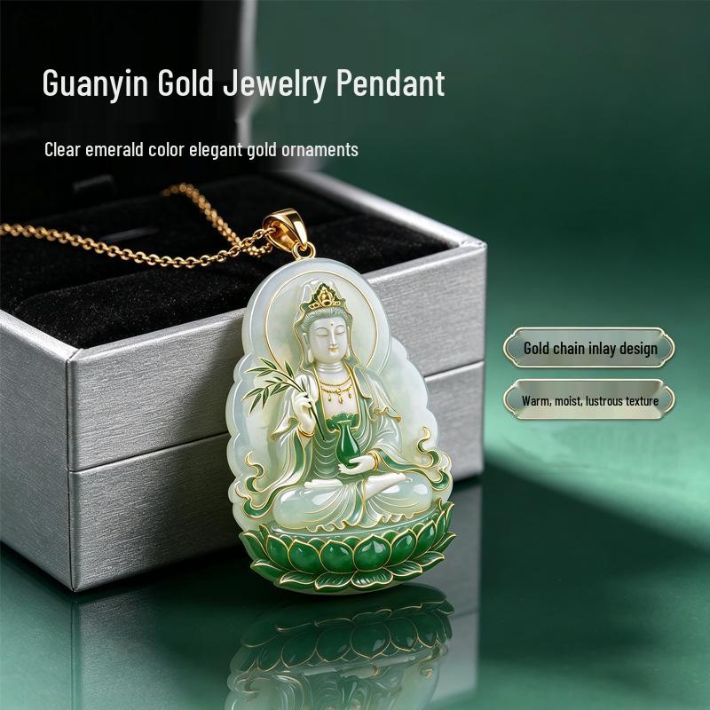 Guan Yin Lotus Pendant Necklace: Chinese-Style Guardian Gift for Friends