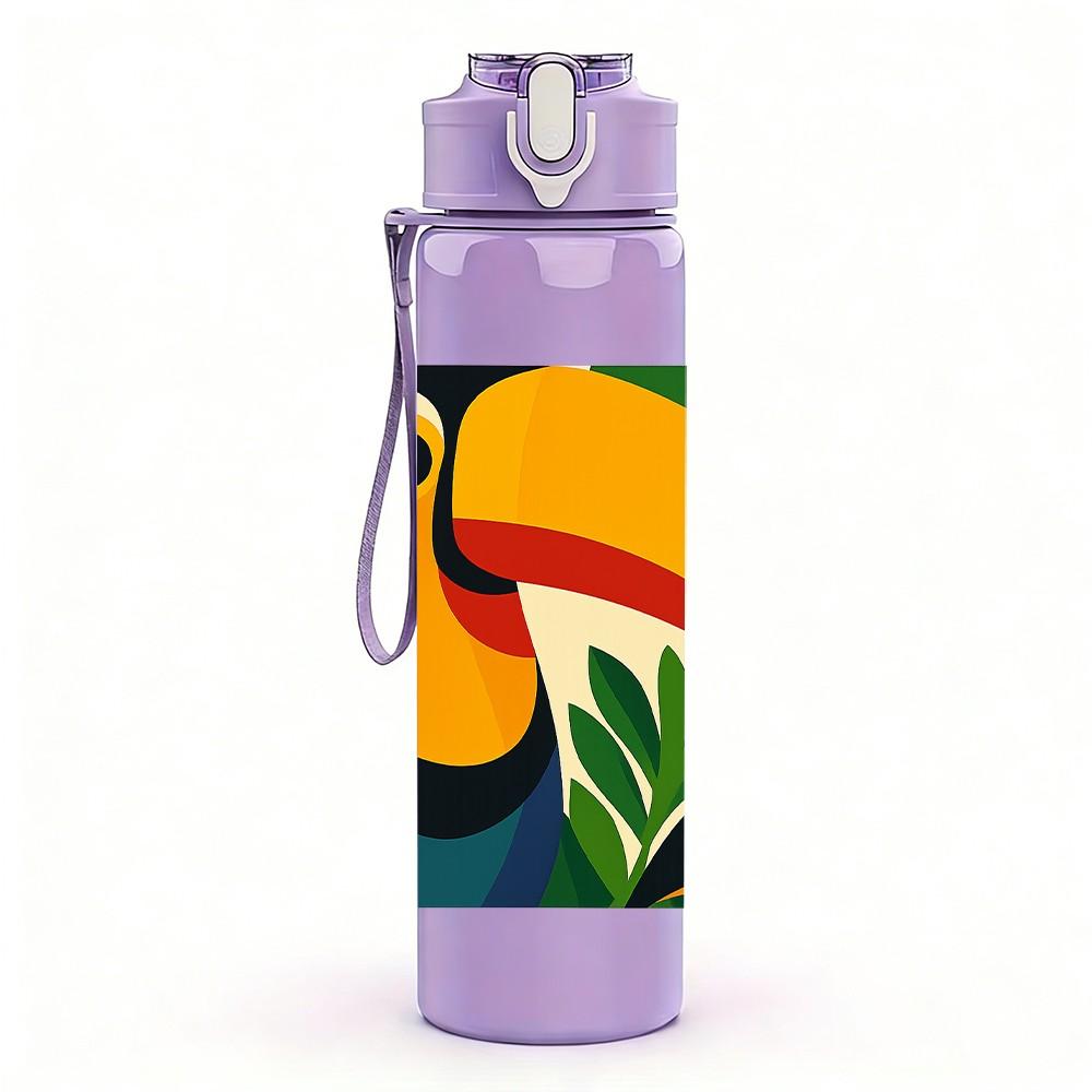 1PC Cartoon Cat Breed Collage 750ml Color Plastic Sports Water Bottle Leakproof Flip Straw Lid Suitable for Sports Office Home Use