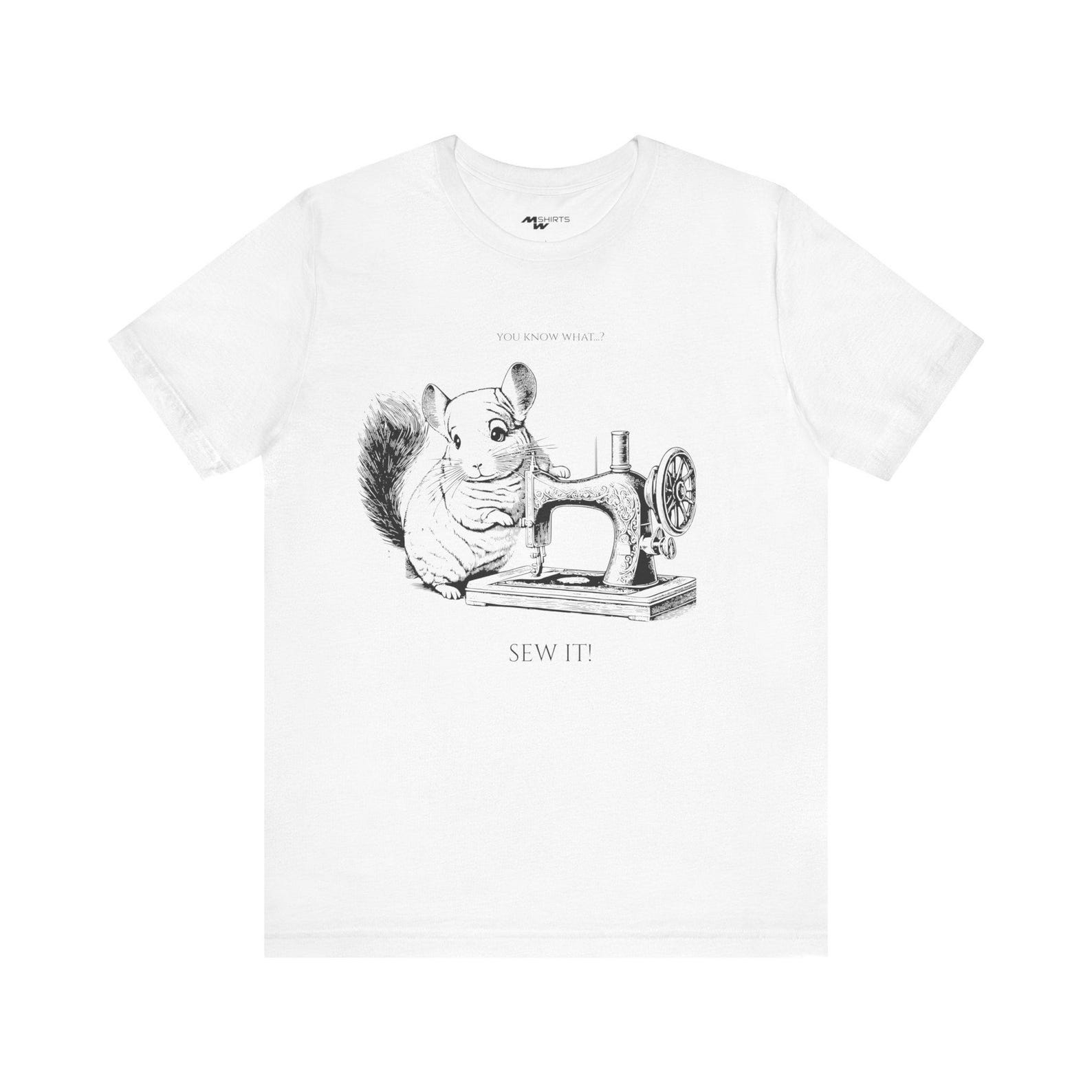 Chinchilla Sewing Machine Tee: Engraving Style Design S