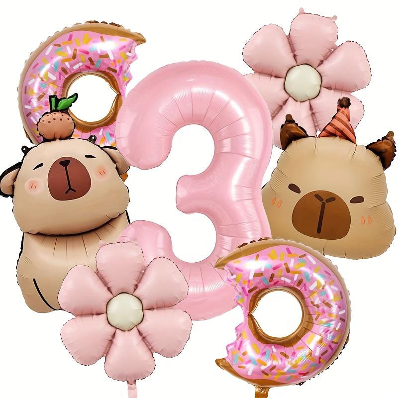 7pcs Capybara Themed Balloon 32 Inch Pink Numbers 1-9 Birthday Balloon Set Children's Party Decoration Birthday Surprise Gifts