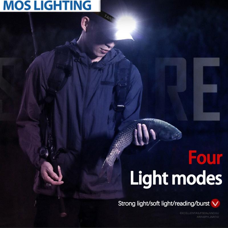 Hodelampe Oppladbar hodelykt Light Front Led Head Lommelykt Super Bright vanntett hodelykt