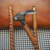 Antique Brass Rabbit Head Walking Cane Handmade Spiral Wood Stick Home Decor