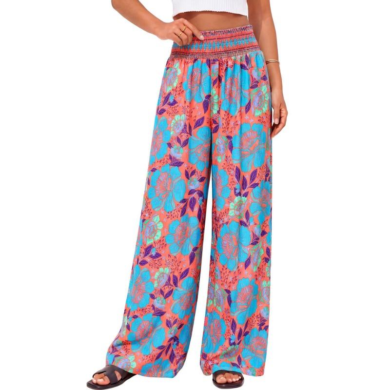 Summer New Style Casual Comfortable High-waist Wide-leg Printed Pants