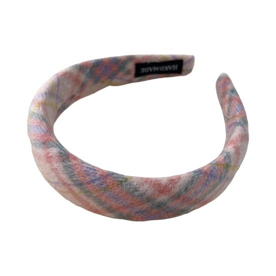 Padded Plaid Women Headband Wide Hair Band Lightweight Anti-slip Hair Loop Fall Winter Girls