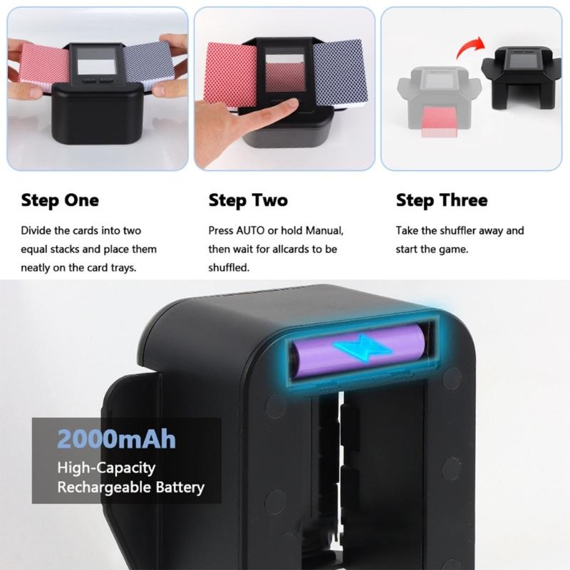 2000MHA Rechargeable Card Shuffler Automatic Card Dealer Machine Playing Card Shuffler for Enhancing Gaming Experiences