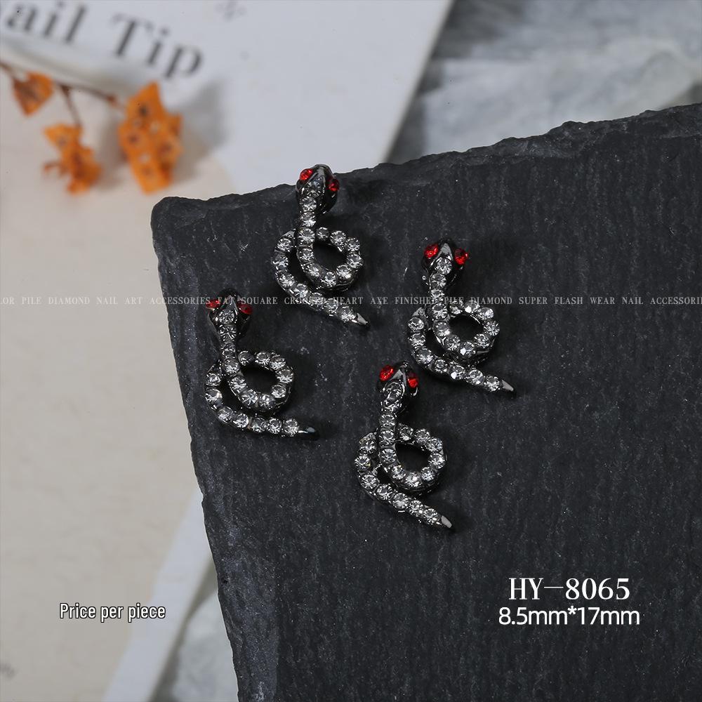 Shiny Rhinestone Snake-Shaped 3D Nail Art Accessories