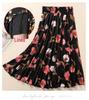 Women's Summer Midi Skirt with Lining - Elegant Swing Ice Silk for Middle-Aged and Elderly