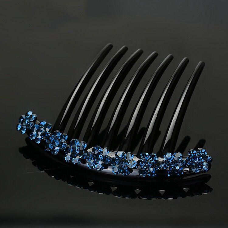 Korean Style Rhinestone Flower Hair Comb - Seven-Tooth Large Hairpin Accessory
