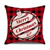 Red and Black Plaid Christmas Pillow Case Linen Print Home Lumbar Support Office Cushion