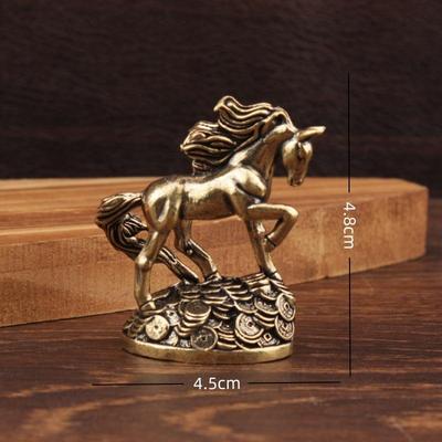 1Pcs Brass Zodiac Horse Money Horse Ornaments Desktop Decoration Crafts Ornaments Antique Bronze Animal Miniature Model