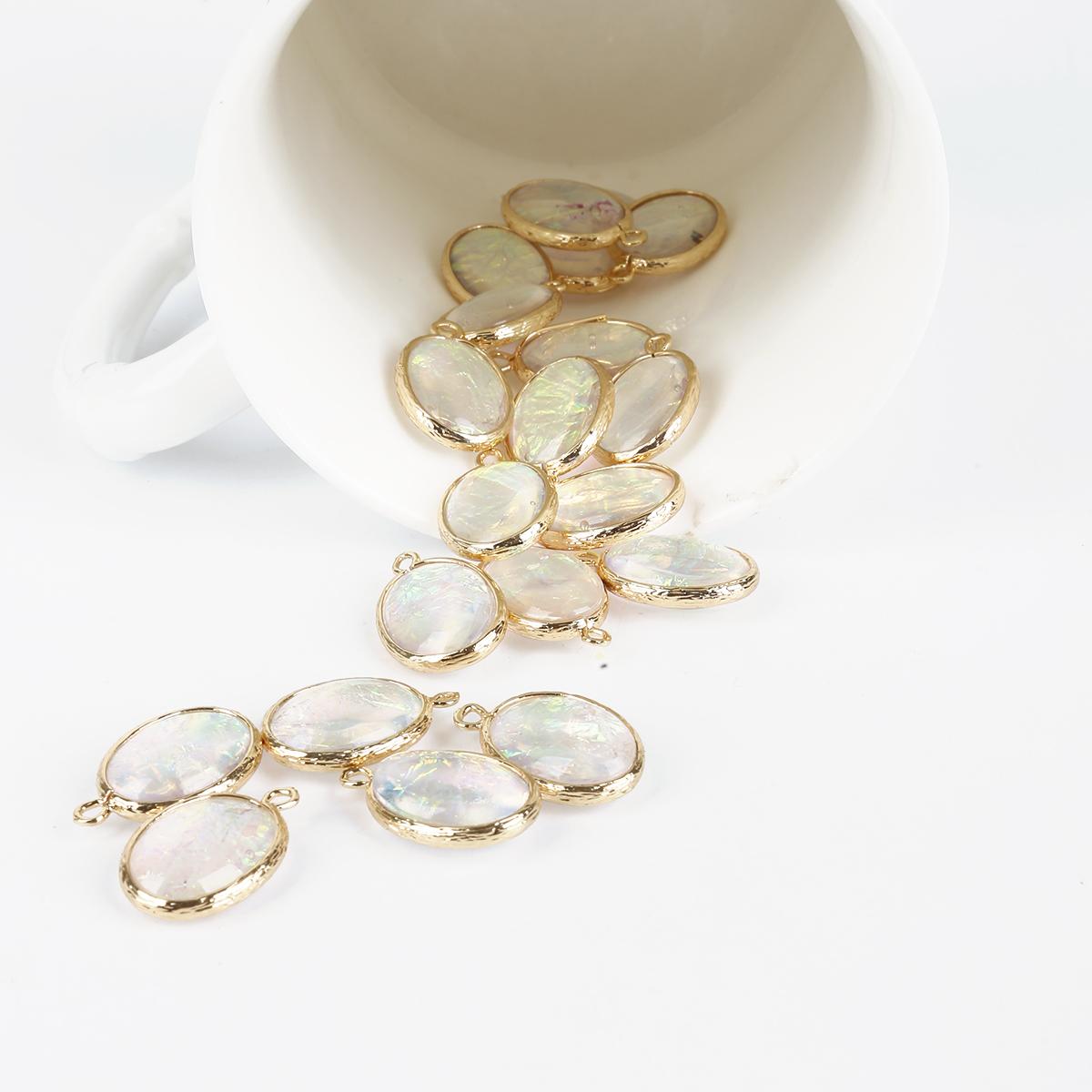 

2 шт., овальные подвески из смолы с медным покрытием, кулон для серег, браслетов, рукоделие, рукоделие