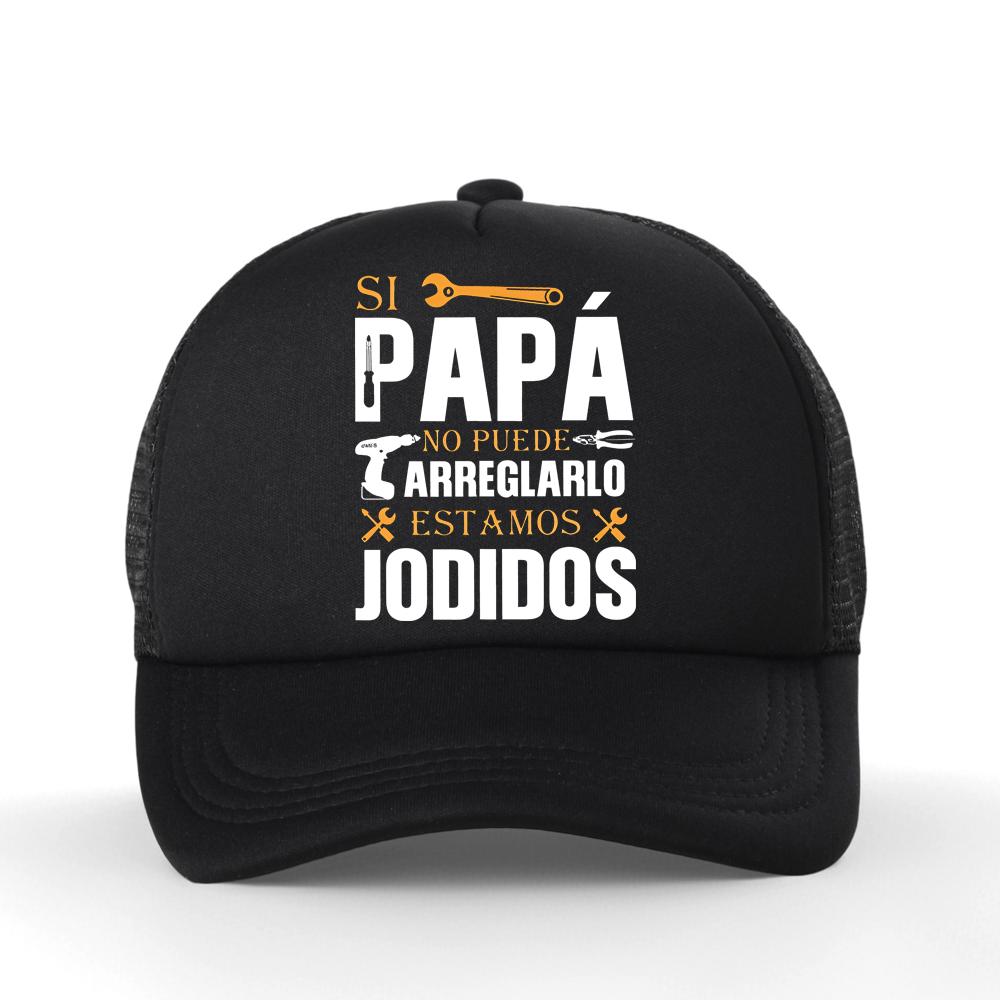 If Dad Cant Fix It Were Screwed Baseball Cap Retro Gift for Spanish Father Papa Unisex Motorcycle Casual Mesh Hat
