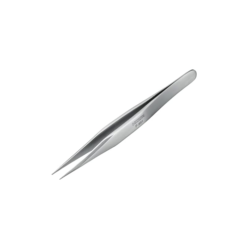 HOZAN Tweezers, 125mm Long, 8mm Opening, 0.6mm Tip, Straight, P-891