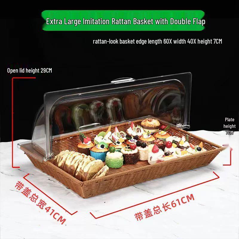 Многоярусная корзина-сервировочная корзина для буфета из искусственного ротанга с крышками