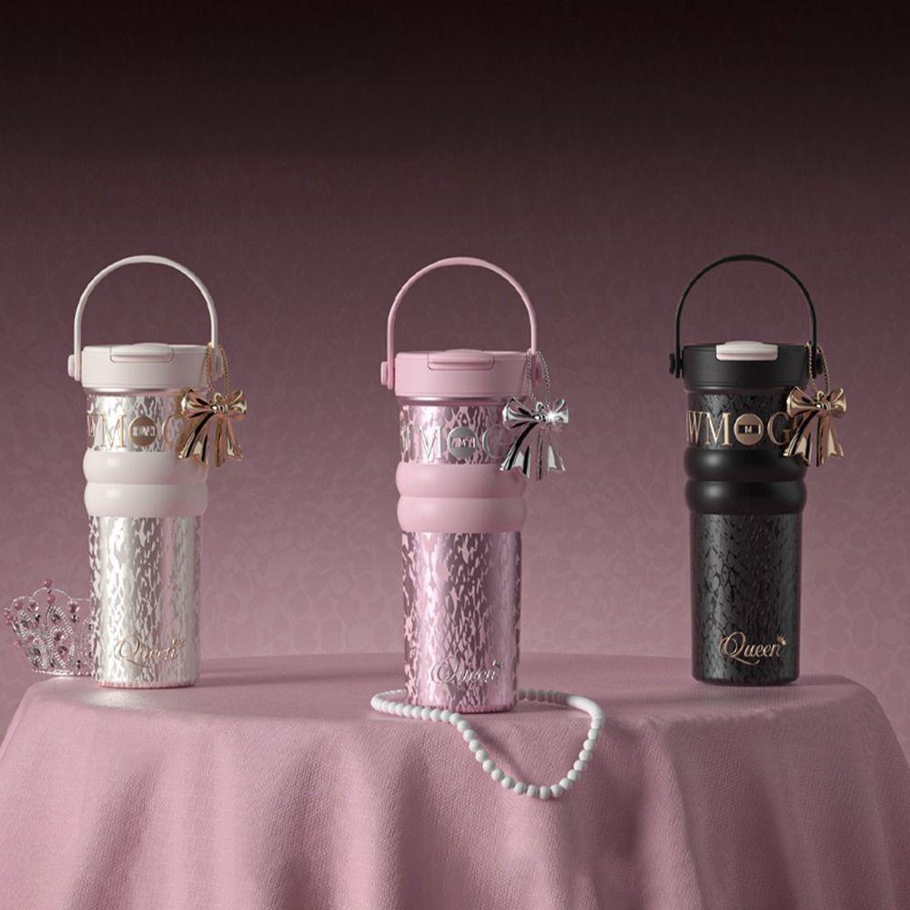 680ML Ceramic Coated Coffee Cup SUS316 Stainless Steel Keeps Both Hot and Cold Insulated Cup High-Capacity Insulation Or Cooling rosa