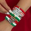 Christmas Contrasting Soft Pottery Letter Elastic Bracelet, Creative Festive Colored Beaded Hand Jewelry