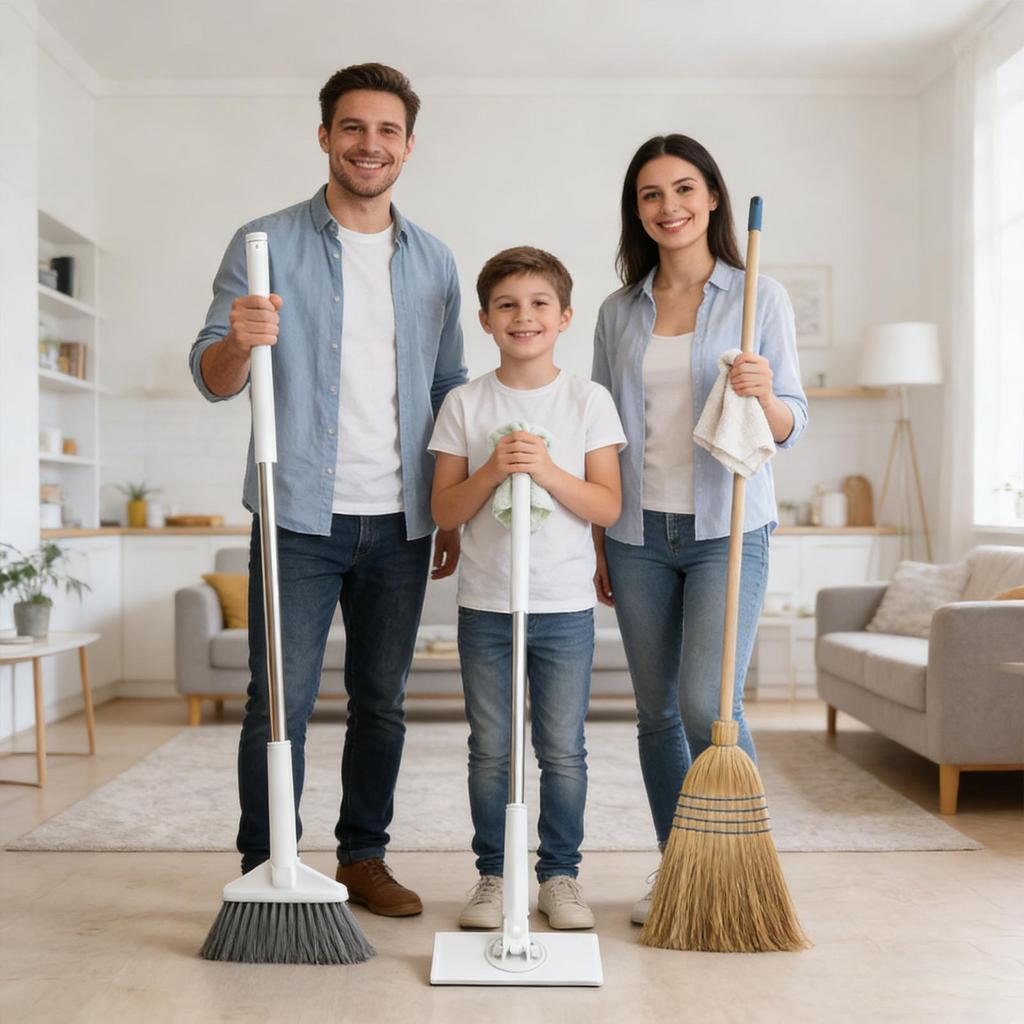 Mini Mop Hands-Free Foldable Scrubber 360 Degree Rotating Automatic Cloth Changing Mini Mop for Kitchen Bathroom Tableware