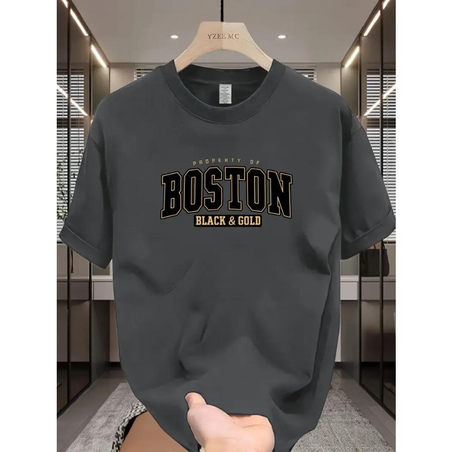 Men Casual Cotton T-Shirt Crew Neck Short Sleeve Tee, All-Season Comfort Sports Top - Regular Fit for Adults