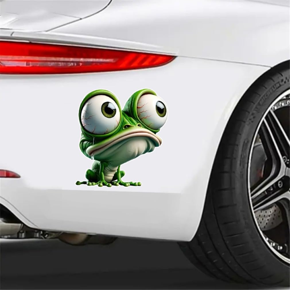 2 Large Eyes Frog Stickers 5x5.5" Perfect for Cars, Motorcycles, Boats, Windows, Laptops Funny