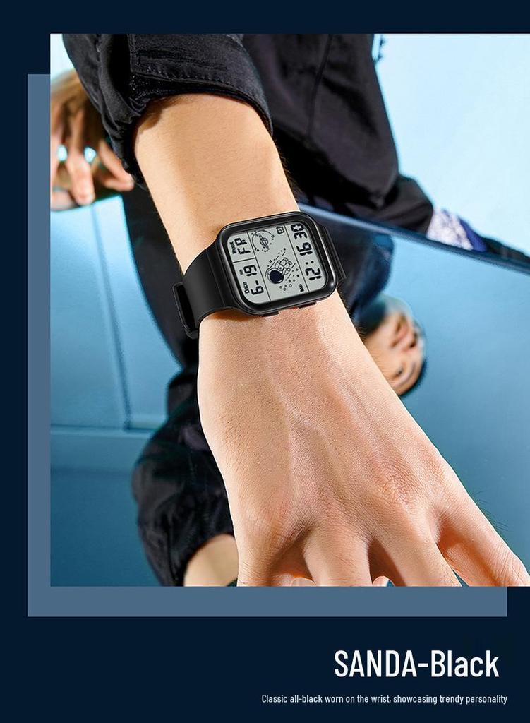 Sanda Astronaut Square Large Screen Unisex Multifunctional Watch with Detachable Strap