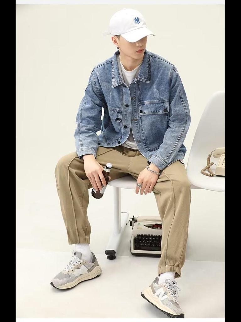 Men's Korean Style Denim Jacket - Trendy Spring/Autumn Casual Top for Teenagers and Students.