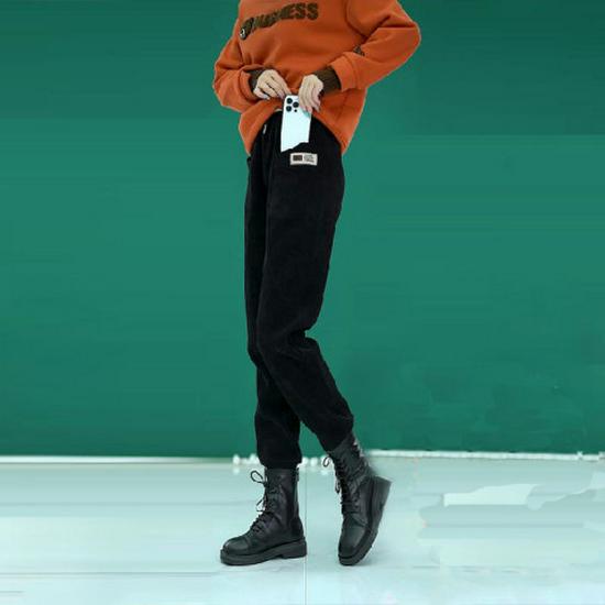 

Женские утолщенные спортивные штаны из хлопкового бархата 2024 года в европейском стиле - свободные теплые повседневные брюки на осень/зиму M (Recommended for 80-100 jin)