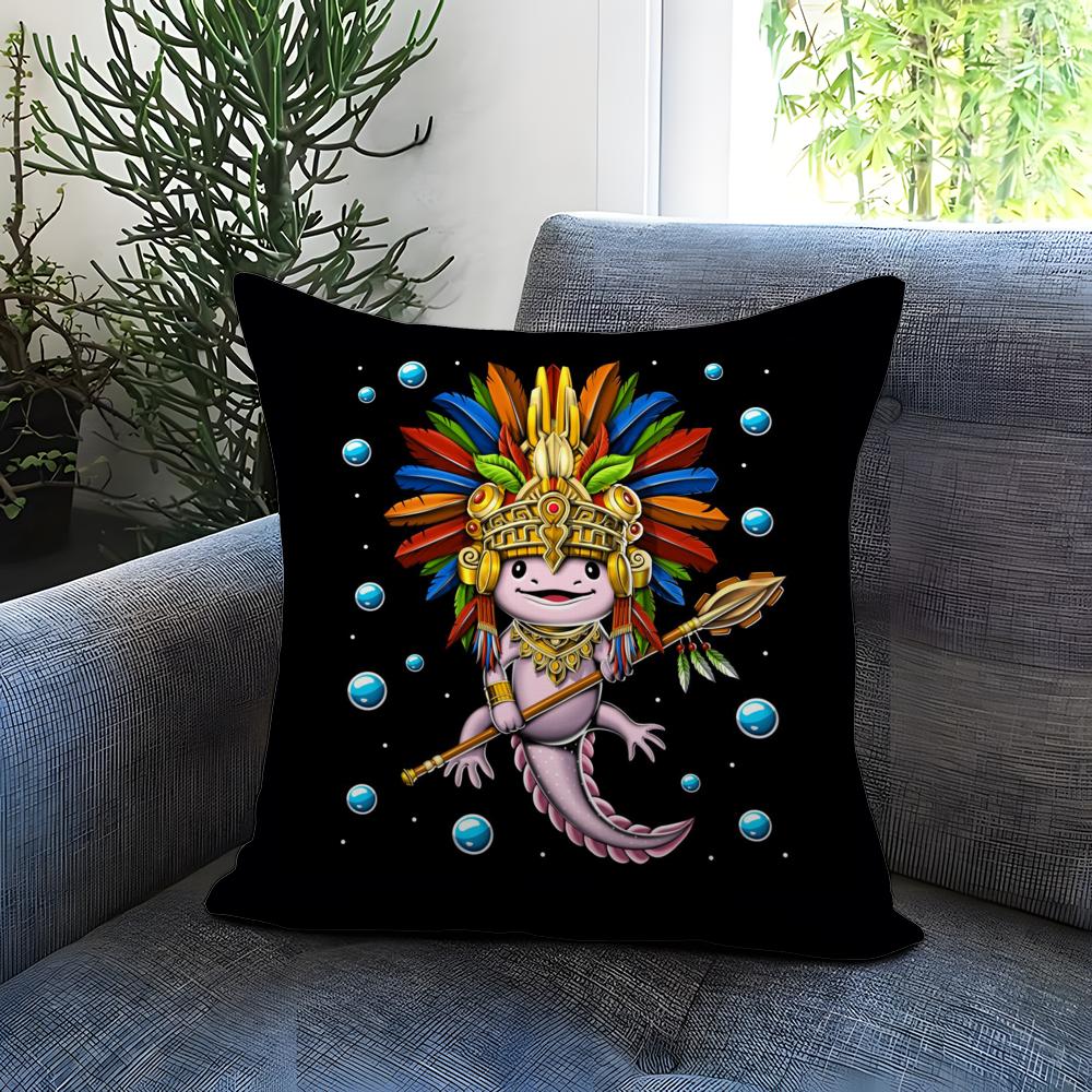 Cute Axolotl Cartoon Cushion Cover Comfortable Reversible Pillow Cover Ideal for Car Sofa Bedroom & Beyond