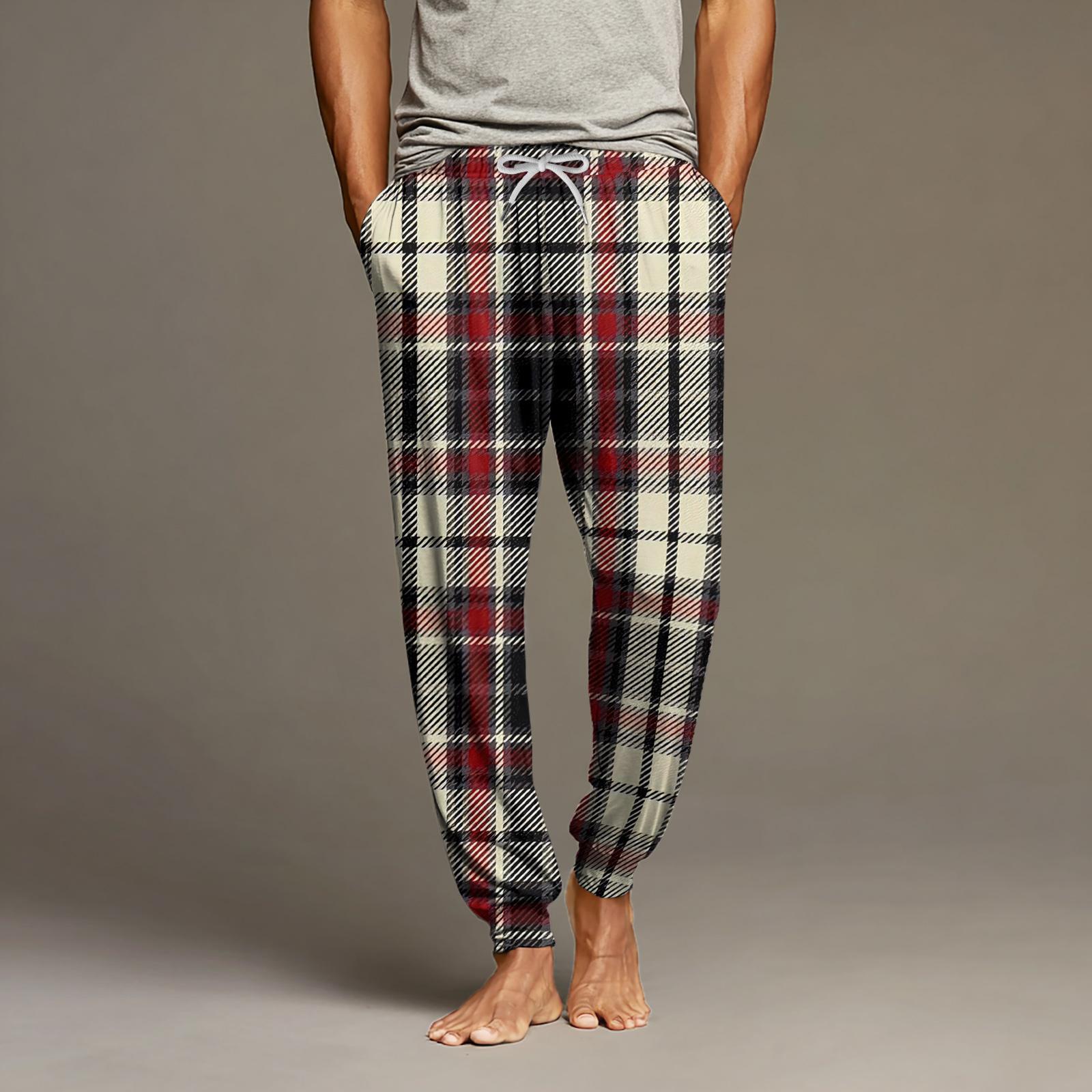 

Чоловічі повсякденні штани з кишенями на кулісці, штани для дому та сну M червоний