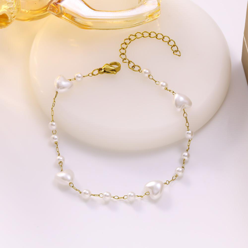 Colorful Titanium Steel Bracelet with Beads, Clover, Heart, and Butterfly