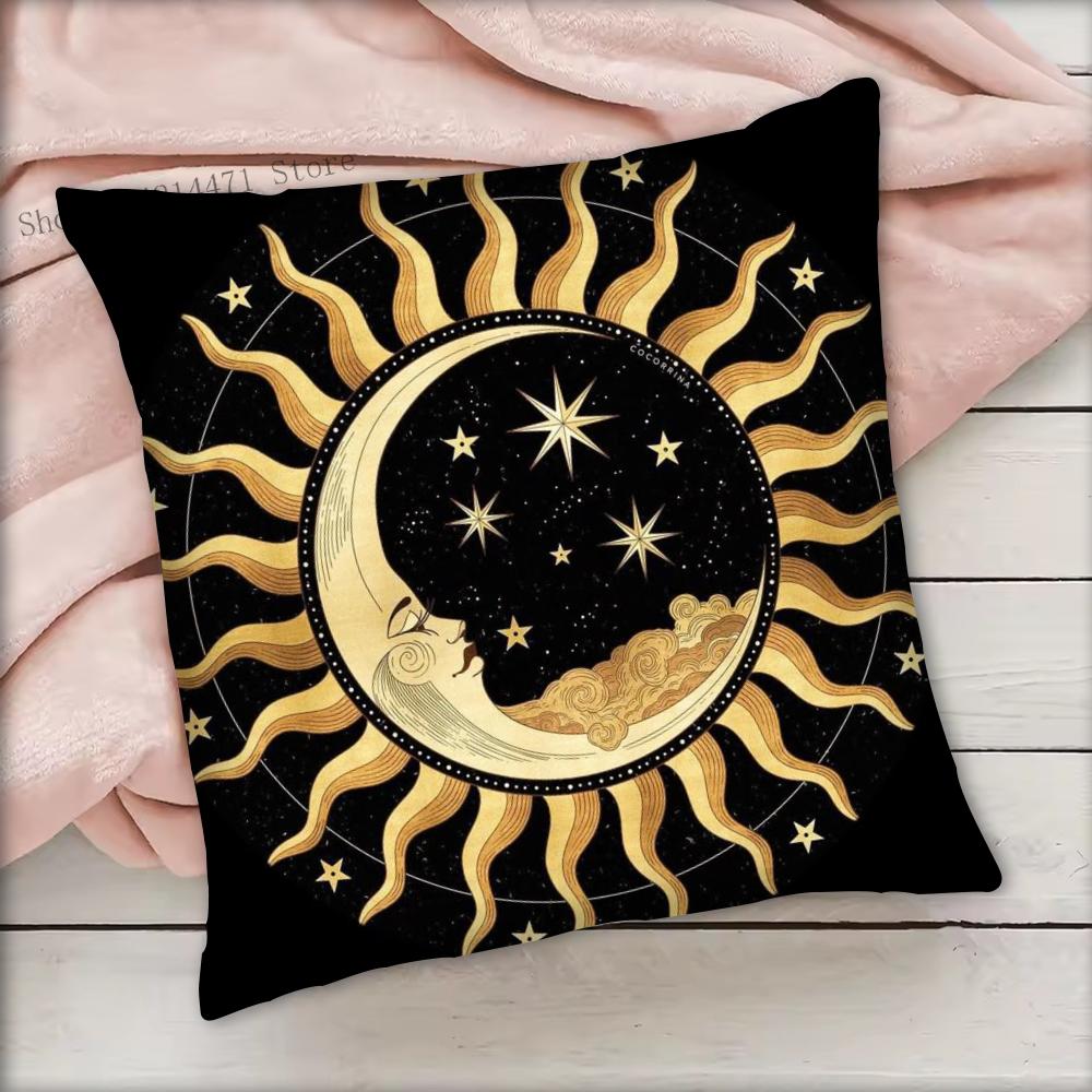1pc Tarot Card God Sun Face Moon Pillow Case Square Bedroom Sofa Leisure Comfort Cushion Car Living Room Home Decoration