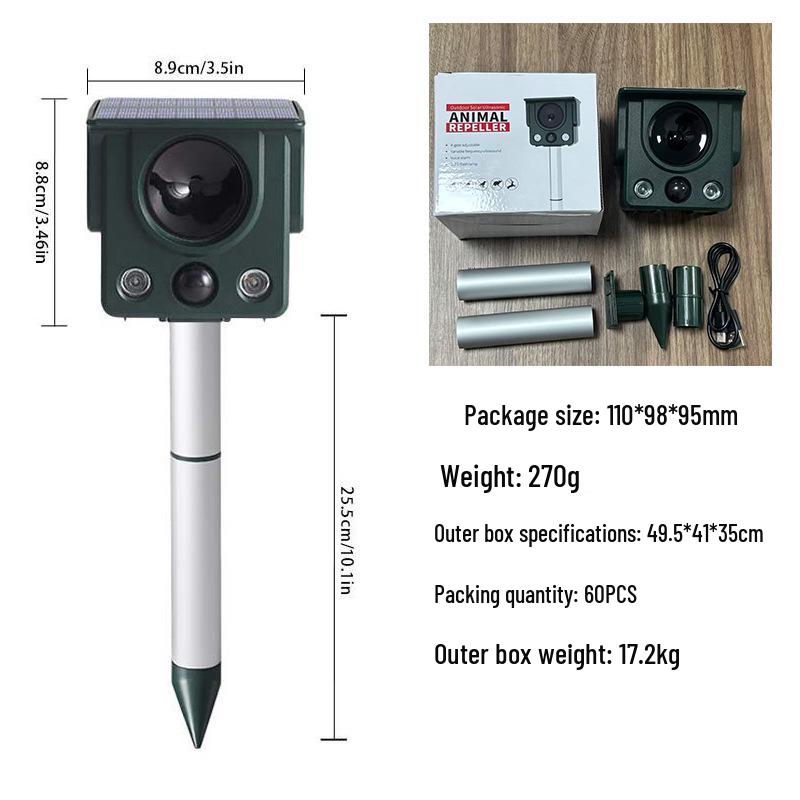 Solar-Powered Ultrasonic Pest & Bird Repeller with Infrared Sensor