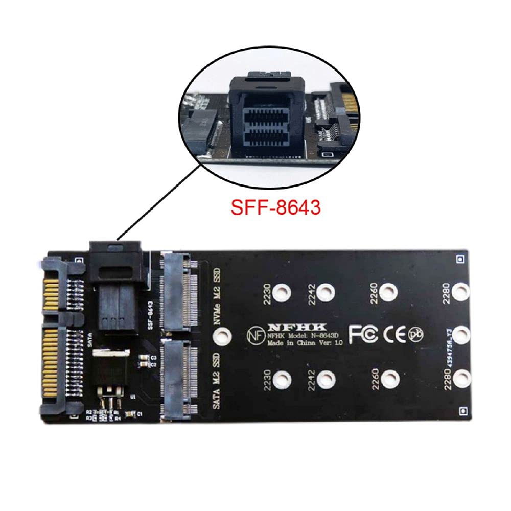Cablecc SFF-8643 To U2 Kit NGFF M-Key To HD Mini SAS NVME PCIe SSD SATA Adapter for Motherboard