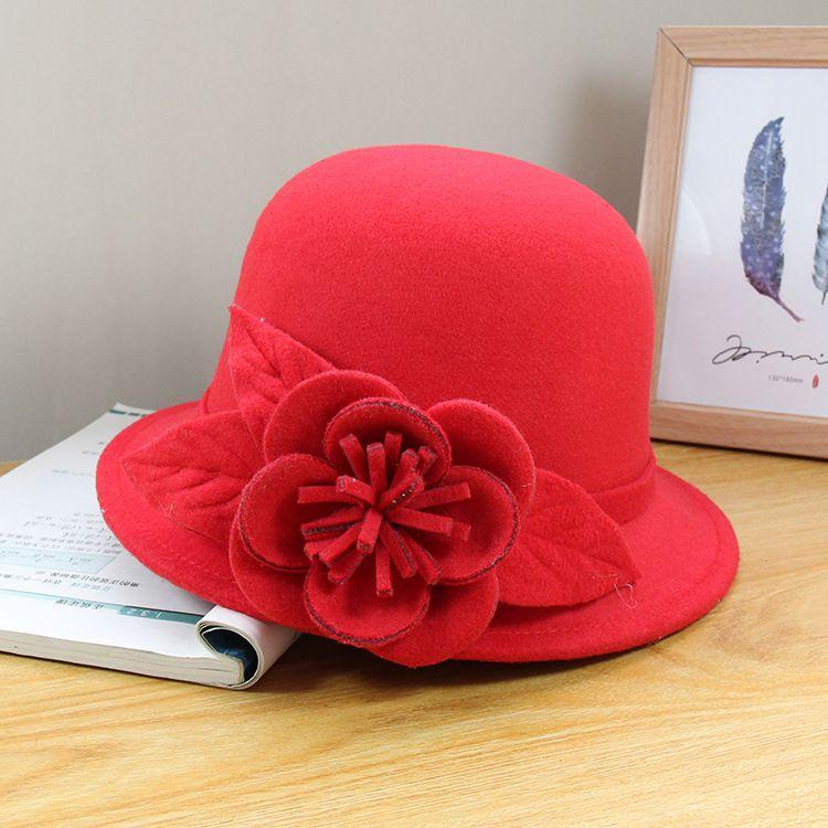 Ретро Цилиндр Женская Мода Британская Шерстяная Шляпа Женская Осенне-Зимняя Фетровая Шляпа Adjustable