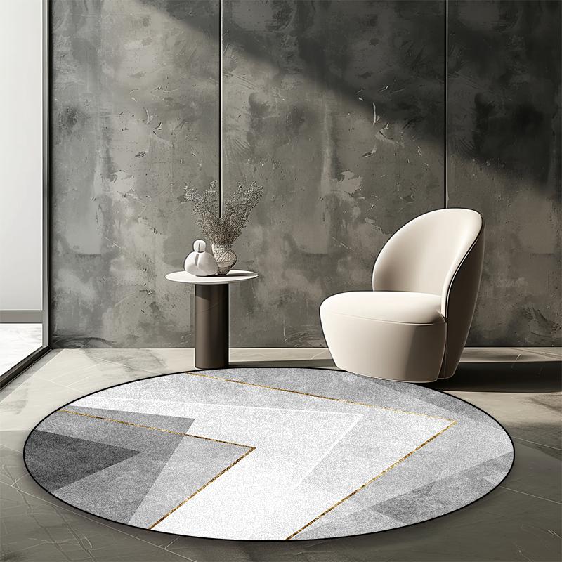 Modern Abstract Round Carpet Living Room Geometric Pattern Decor Area Rugs Coffee Tables Office Chair Non-slip Mats Customizable
