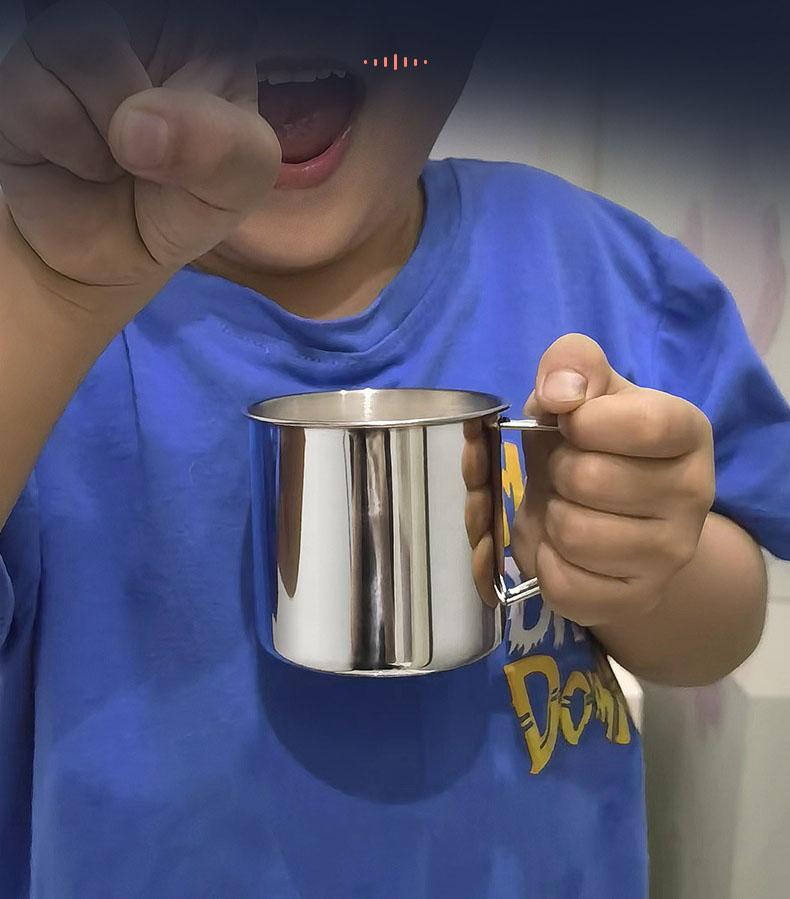

304 Stainless Steel Kids Cup with Handle Drinking Mug for Kindergarten one size серебряный