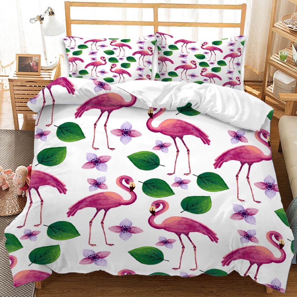 Bed Three-Piece Quilt Cover Ins Wind Animal Pattern Print Kit Home Textile Skin