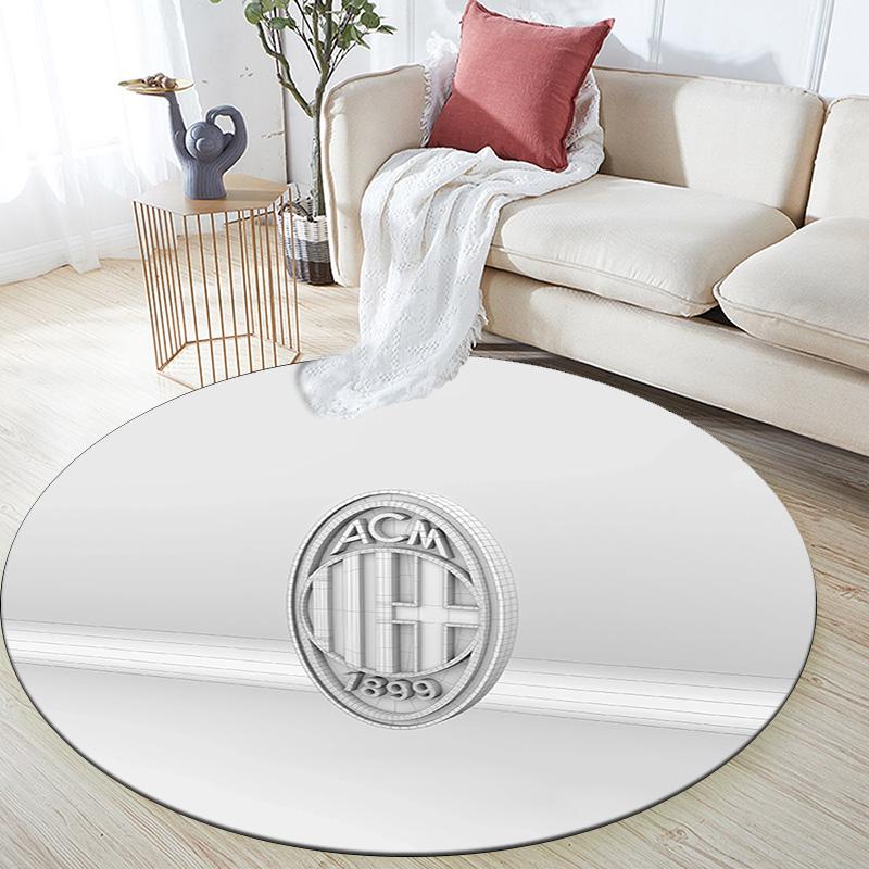 Associazione Calcio Milan2 Round Area Rug,Carpet Rug for Living Room Bedroom Sofa Playroom Decor,Non-slip Floor Mat