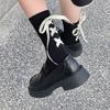 Cotton Japanese JK Bow Socks Lolita Style Comfortable Thermal Floor Socks Versatile Thickened Strap Bow Tie Stockings