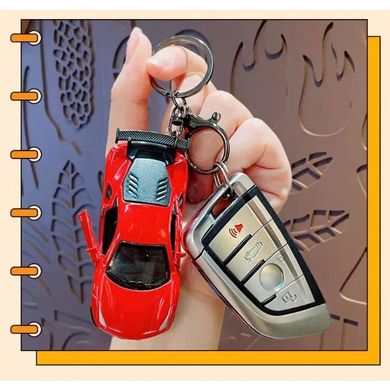 Fun Car Keyring Sports Car Keychain Accessories Roadster Key Chain Alloy Material Creative Ornaments Cartoon Schoolbag Pendant
