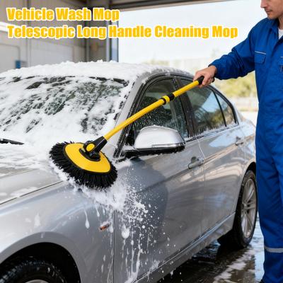 3-Section Telescopic Car Wash Mop Bendable Handle Car Wash Brush with Chenille Microfiber Head Scratch-Free Cleaning Tool for Auto