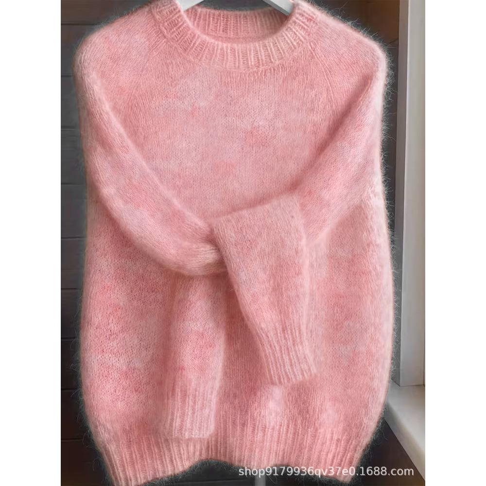 Weicher Ästhetischer Vintage Strickpullover Damen Frühling Herbst Locker Gemütlich Lässiger Leichter Dünner Pullover
