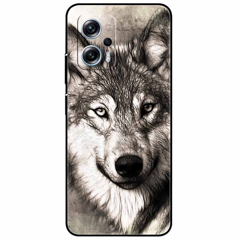 For Xiaomi Poco X4 GT Case 6.6'' Cat Wolf TPU Silicone Soft Coque Fundas for Poco X4 GT 5G Cover Black Edge Lovely PocoX4 X 4 GT